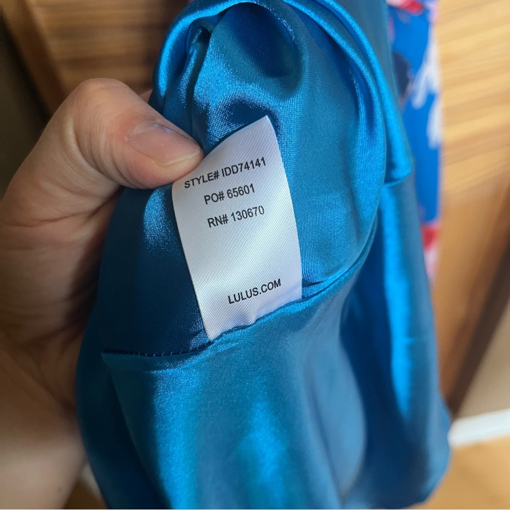 NWT Lulu's Elegantly Inclined Blue and Pink Floral Wrap Maxi Dress - Picture 8 of 12